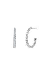 Crystalp Eva Hoop Earrings with Crystals - Silver